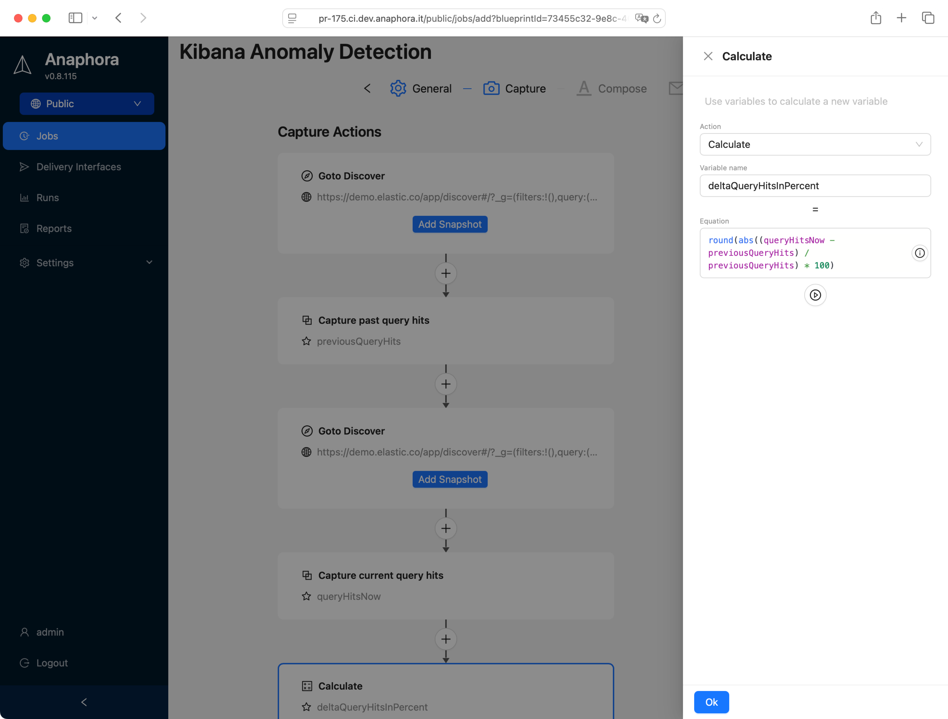 '"Calculate" action enables anomaly detection'