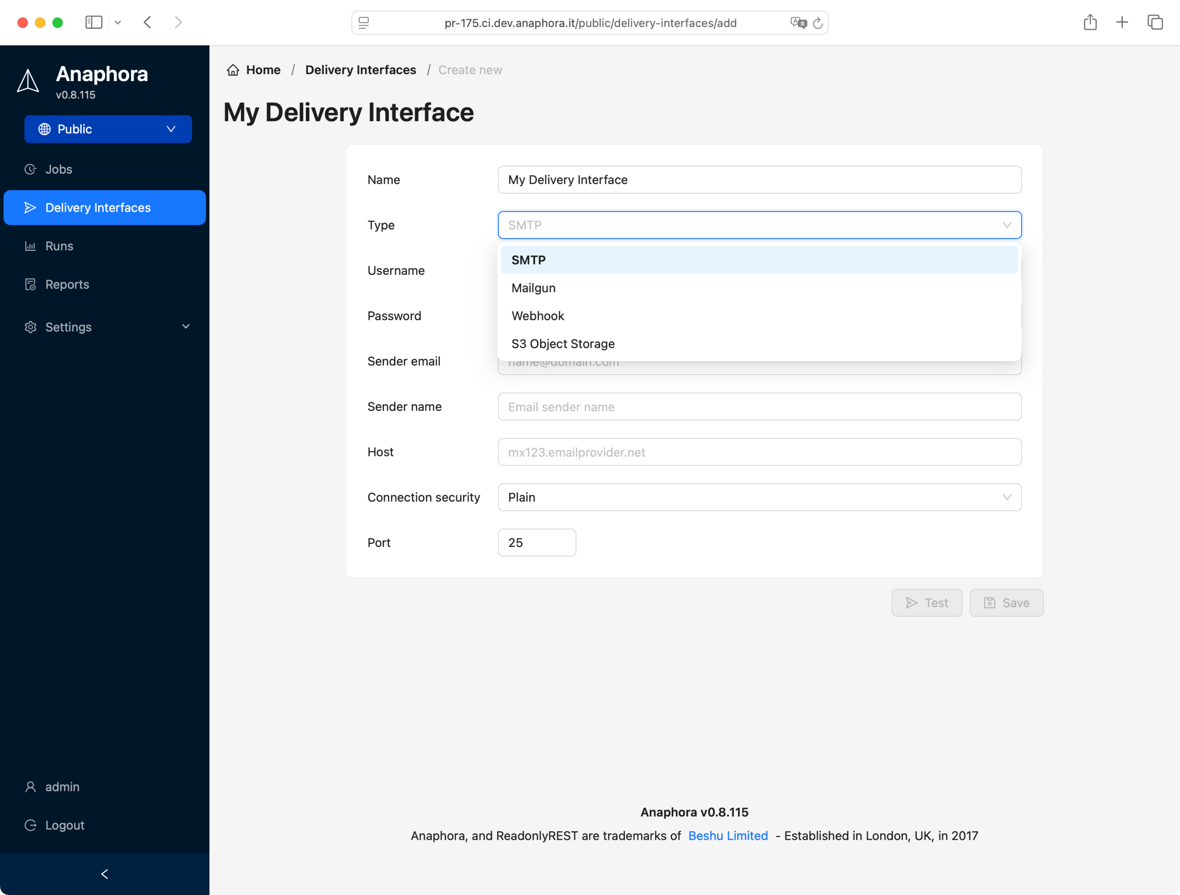 Anaphora Delivery Interfaces protocols